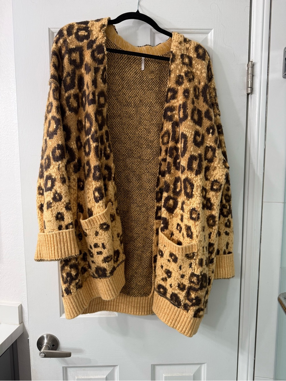Free People Leopard Print Open/oversized Cardigan Sweater - size Medium